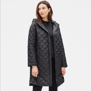eileen fisher chevron recycled nylon hooded coat